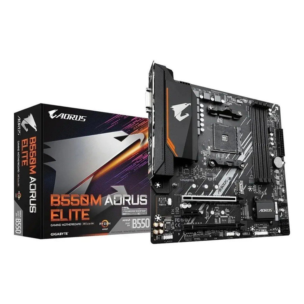 Placa Mãe Gigabyte B550M Aorus Elite AM4 DDR4 mATX PCIe 4.0 Ryzen - REEMBALADO