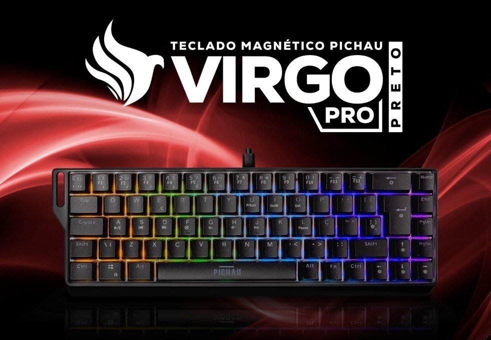 Teclado Magnético Pichau Virgo Pro, ARGB, Switch Vermelho, Preto 🖥️