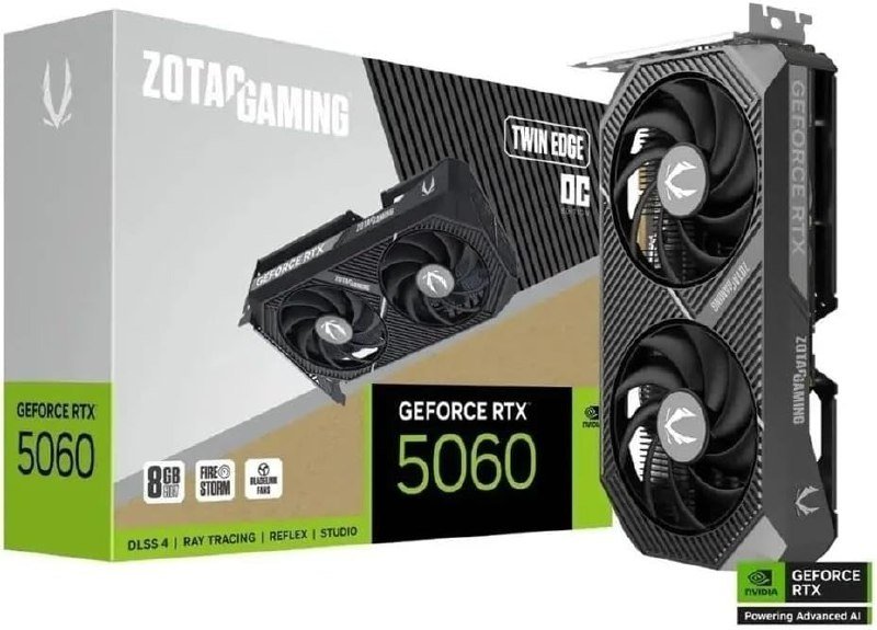 RTX 5060 Placa de Vídeo ZOTAC GAMING GEFORCE RTX 5060 8GB 128BITS GDDR7 TWIN EDGE OC ZT-B50600H-10M 🖥️🎮