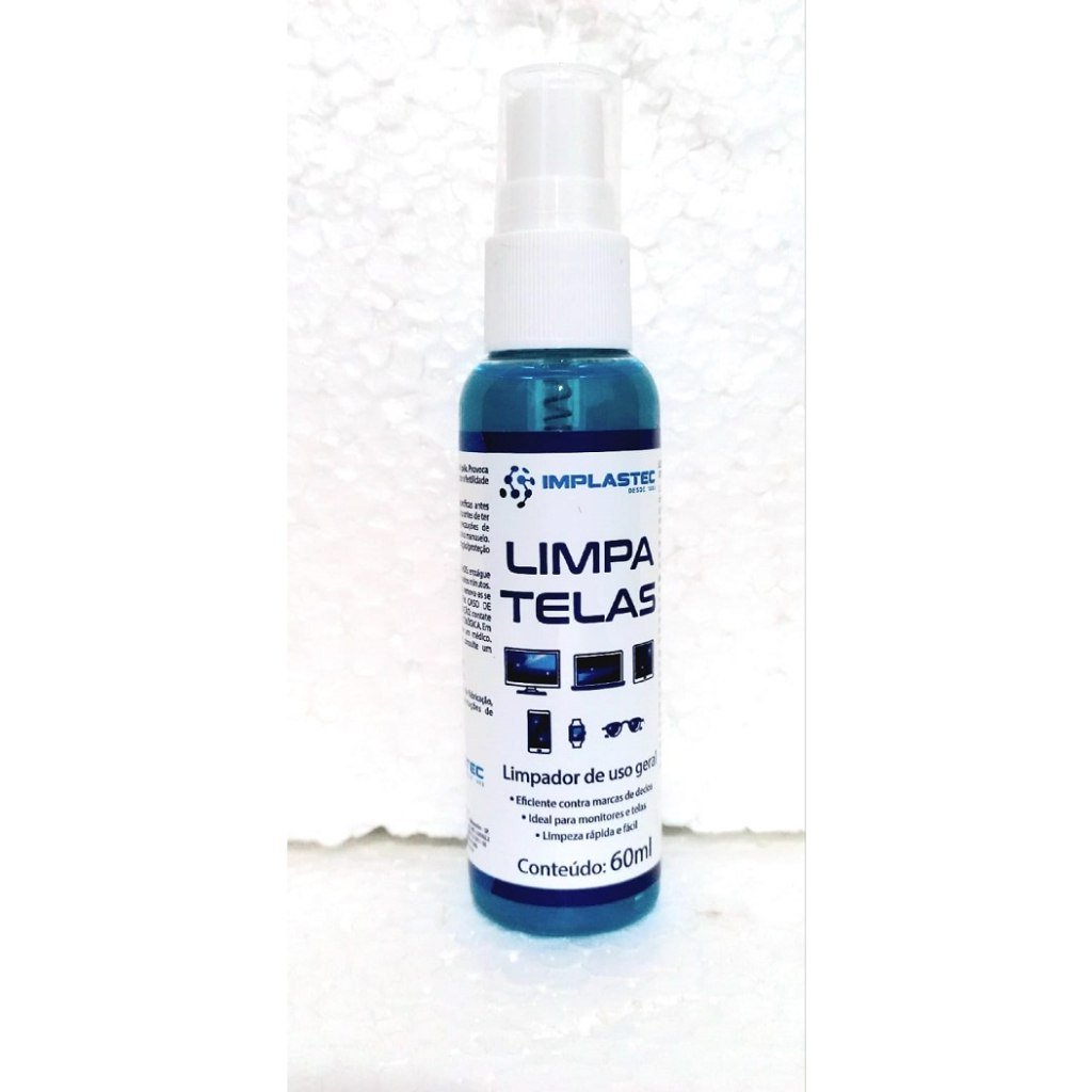 4 unidades Limpa Telas Clean Spray 60ml Anti-risco Implastec