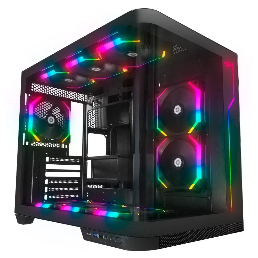 Gabinete Gamer Redragon Wideload Extreme Mid Tower ATX Lateral e Frontal em Vidro Temperado Curvo Preto