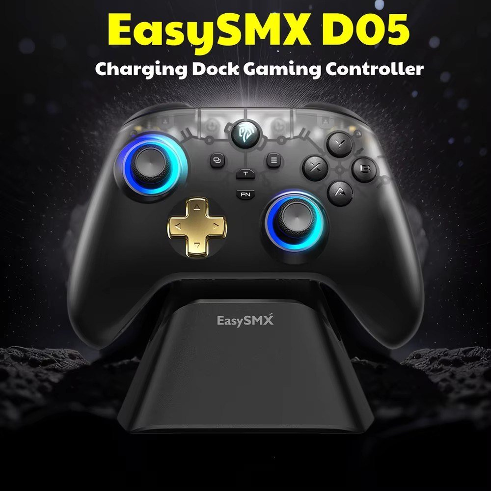 Controle Easysmx D05 com Dock Carregamento, RGB, Hall Effect