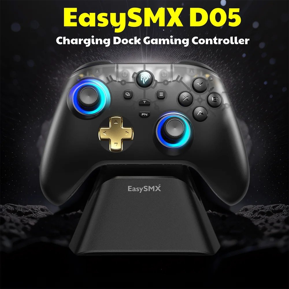 Controle Easysmx D05 com Dock Carregamento, RGB, Hall Effect