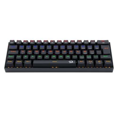 Redragon Teclado Gamer Mecanico Lakshmi Rainbow Preto Switch Marrom ABNT2