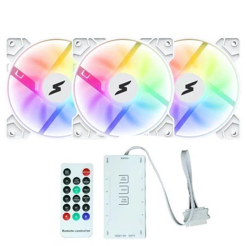 Kit Fan Com 3 Unidades SuperFrame Swift ARGB 120mm White com Controladora SF-03