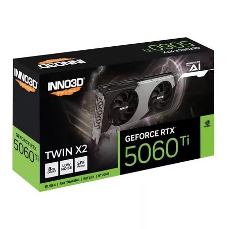 Placa de Video GeForce NVIDIA INNO3D RTX5060TI 8GB TWIN X2 GDDR7 N506T2-08D7-193075N