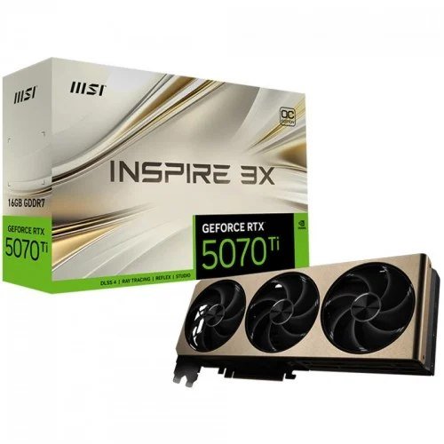 Placa de Vídeo MSI NVIDIA GeForce RTX 5070 Ti Inspire 3X OC, 16GB, GDDR7, DLSS, Ray Tracing
