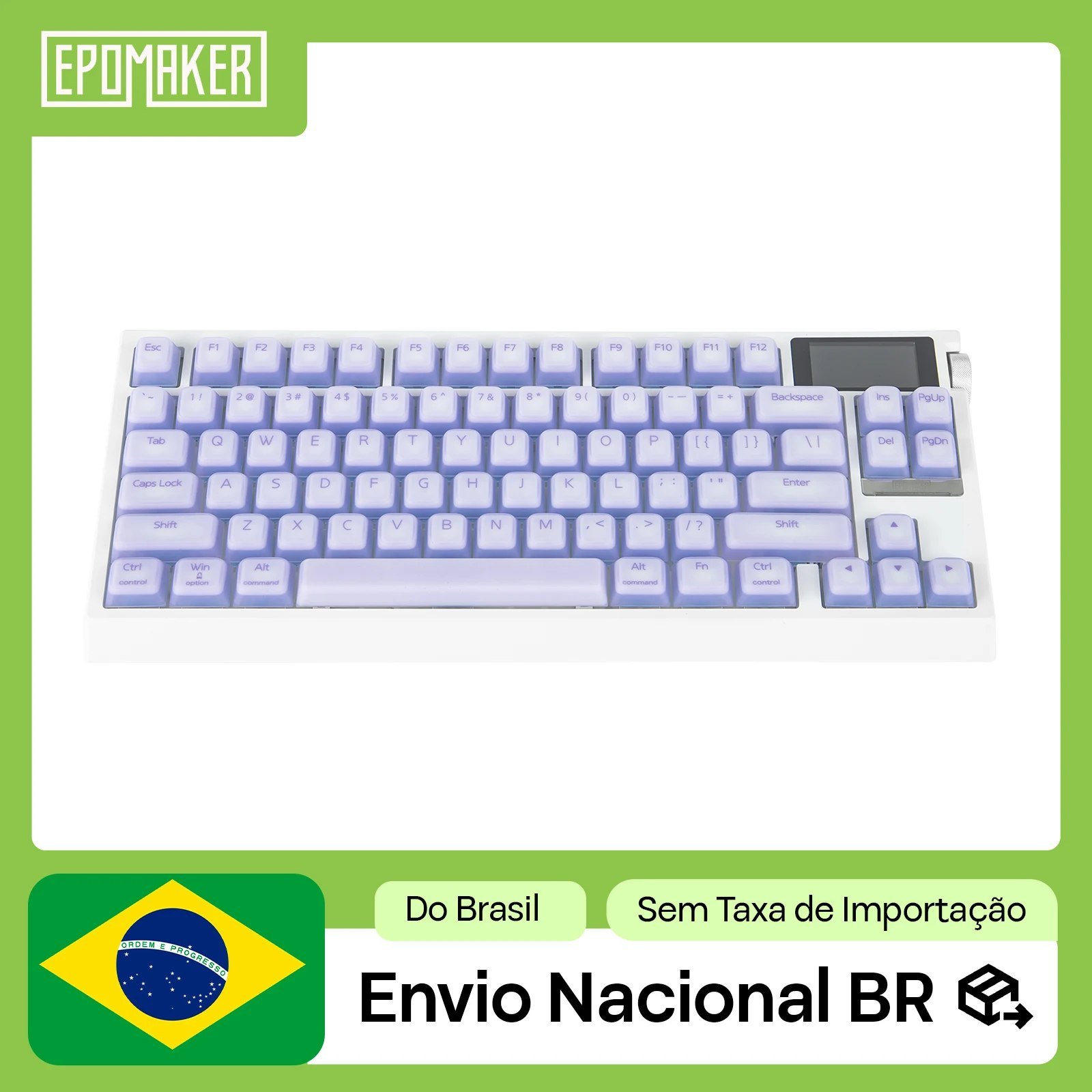 Teclado Mecânico Epomaker G84 Pro, Knob de volume, Tela TFT