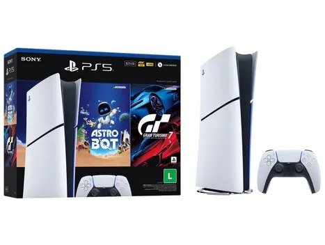 Console Sony PlayStation 5, SSD 825GB, Controle Sem Fio DualSense + 2 Jogos Digitais, Edição Digital
