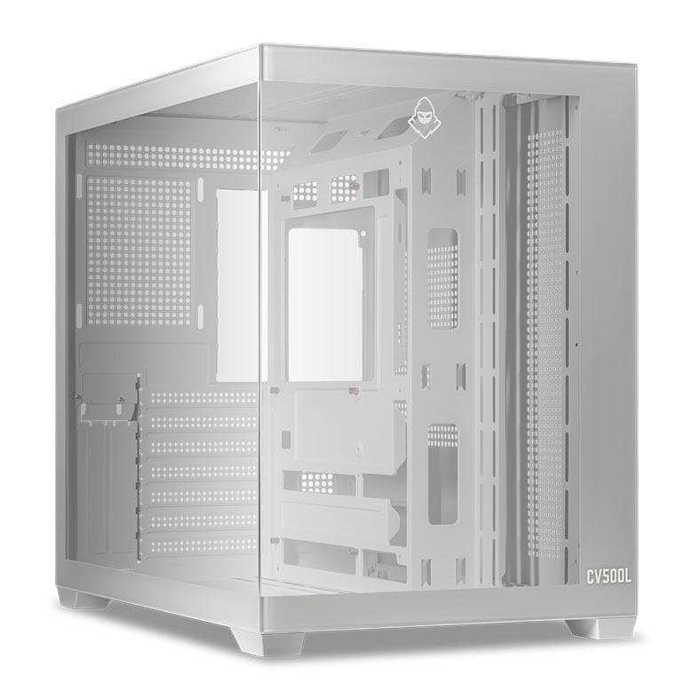 Gabinete Gamer Aquário Mancer CV500L, Mid Tower, Lateral De Vidro, Branco