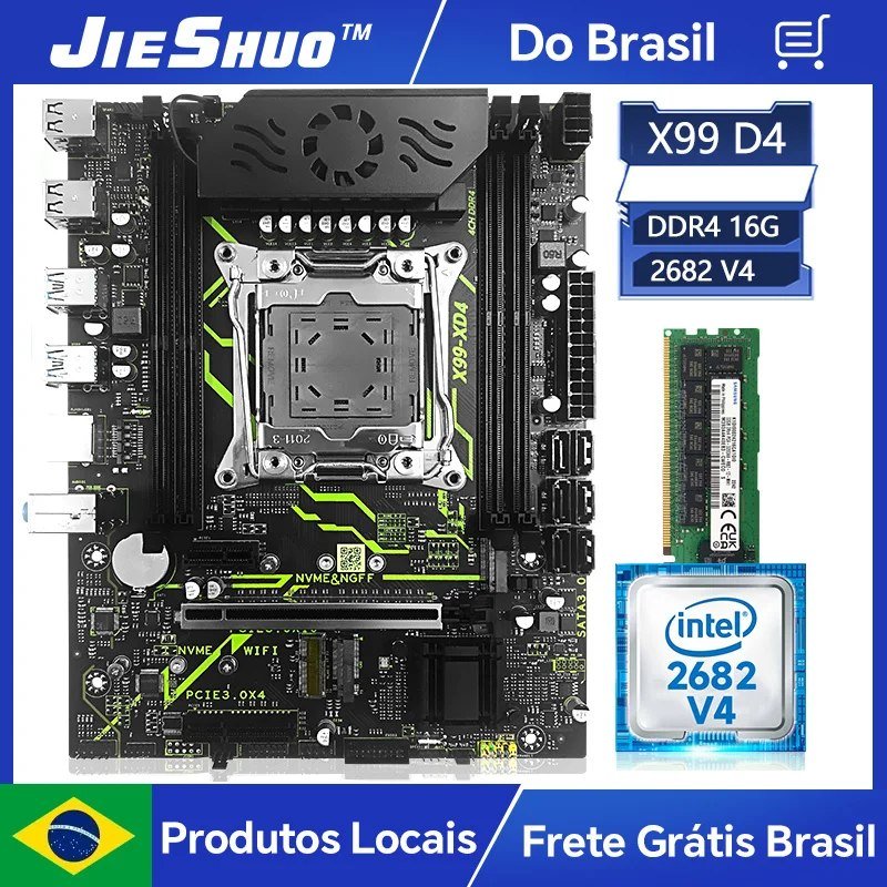 Placa mãe Jieshuo X99 XD4 + Xeon 2682V4, sem memória