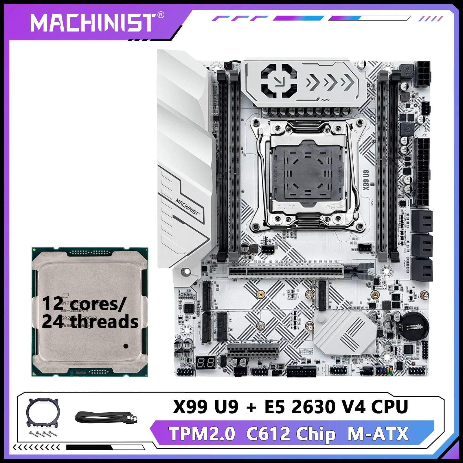 Machinist X99 U9 quad channel 3x Nvme suporte TPM 2.0 e Secure Boot