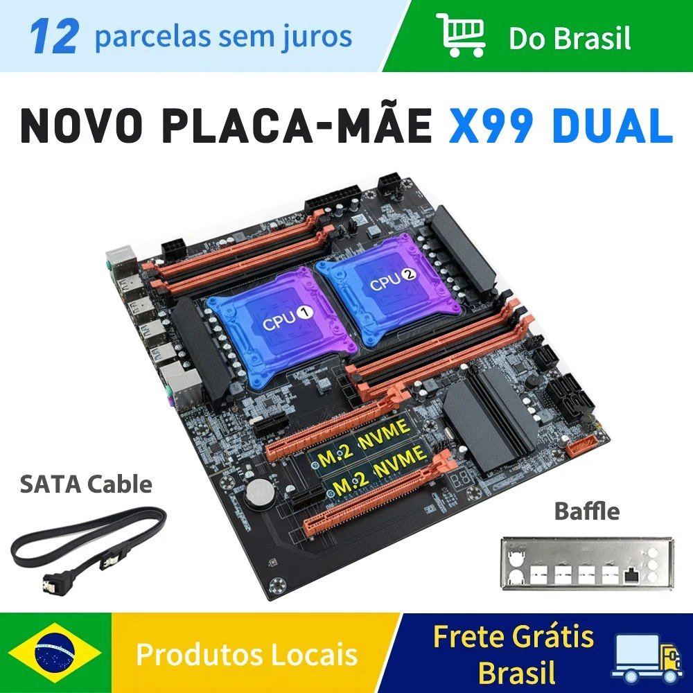 Placa Mãe Dual CPU X99 MLLSE Chipset C612, 8x slot Ddr4