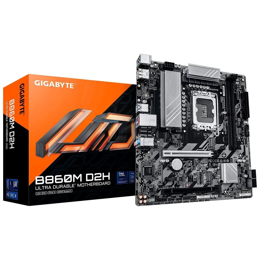 Placa Mãe Gigabyte B860M D2H, Intel, Micro ATX, DDR5, Preto