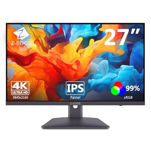 Monitor 4K 27 polegadas Z-Edge, IPS Ultra HD 3840x2160, 60 Hz