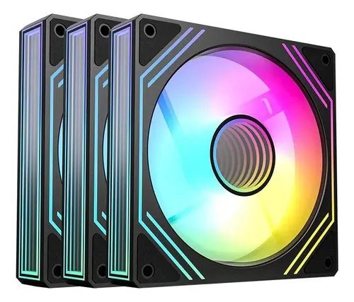Kit Ventoinhas Acegeek Neon Argb 3x120mm Preto Ag-neon3x1-bk