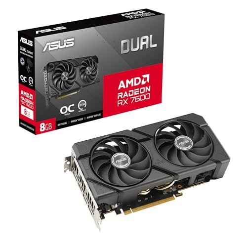 Placa de Vídeo ASUS Radeon RX 7600 EVO, 8GB, GDDR6 | DUAL, OC EDITION, 128 BITS, DUAL-RX7600-O8G-EVO
