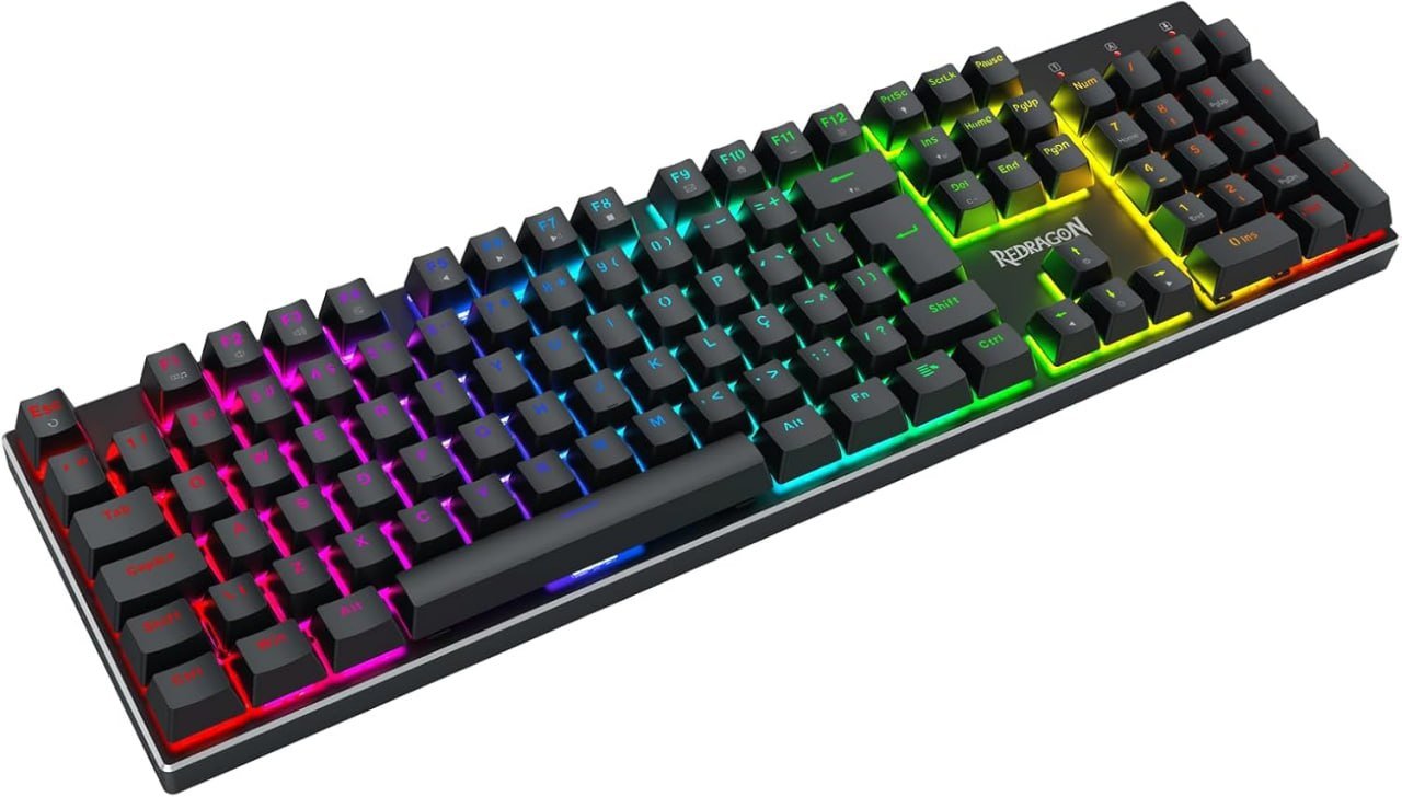 Teclado Magnético Gamer Redragon Dharma Preto RGB Full Size 8K Rapid Trigger SOCD Case em Alumínio K556RGB-M