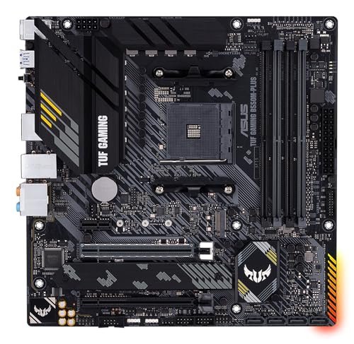 Placa-Mãe ASUS TUF Gaming B550M-PLUS AM4 mATX Suporte Ryzen, PCIe 4.0, M.2 NVMe, DDR4, HDMI/DP, LAN Gigabit, Durabilidade Militar, para PC Gamer