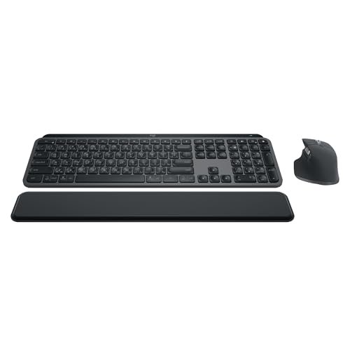 Combo Teclado e Mouse Sem Fio MX Keys S com Apoio para as Mãos, Conexão Bluetooth ou Receptor Logi Bolt, Iluminação Inteligente, Rolagem Rápida, Compatível com Windows, macOS, ChromeOS, Linux- Grafite