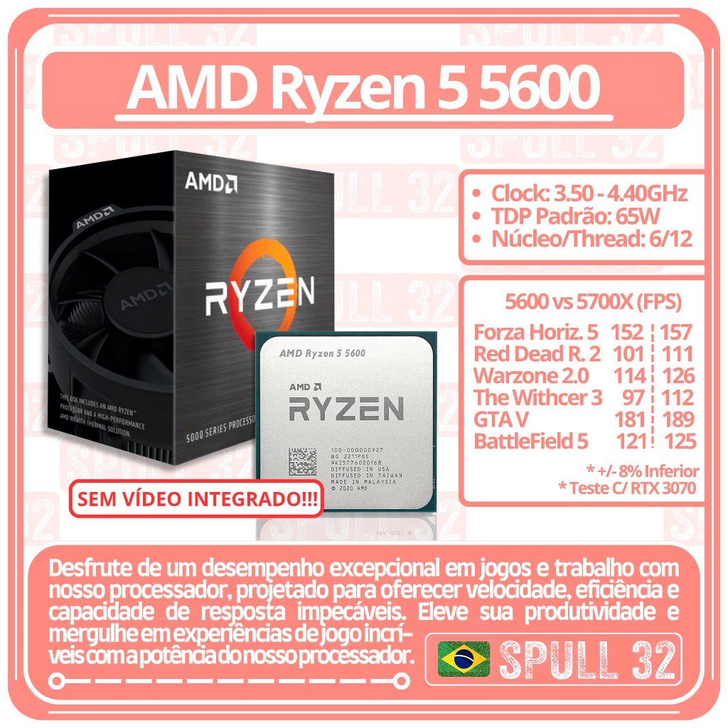 Processador AMD RYZEN 5 5600 (OEM)