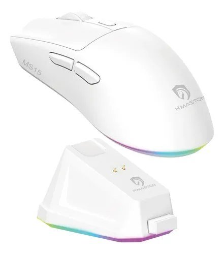 Mouse Sem Fio 2.4g+bt Rgb Com Base Ajustável Dpi 1000-4000 Branco