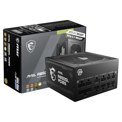 Fonte de Alimentação MSI MAG A850GL PCIE5-850W, 80 Plus, Gold, PFC Ativo, Full Modular
