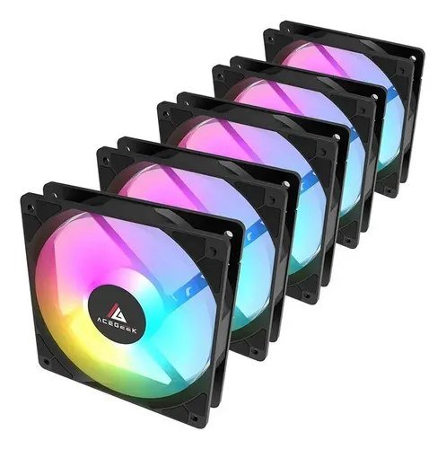Kit Ventoinhas Acegeek Rw12 5x1, Rainbow, 5x120mm, Preto