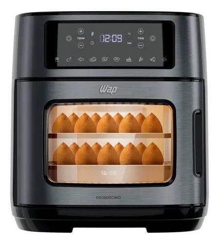 Fritadeira Elétrica Air Fryer Oven Black INOX WAP WAOD2 12 Litros 4 em 1 Porta com Abertura Lateral e Removível 1800W - 127v