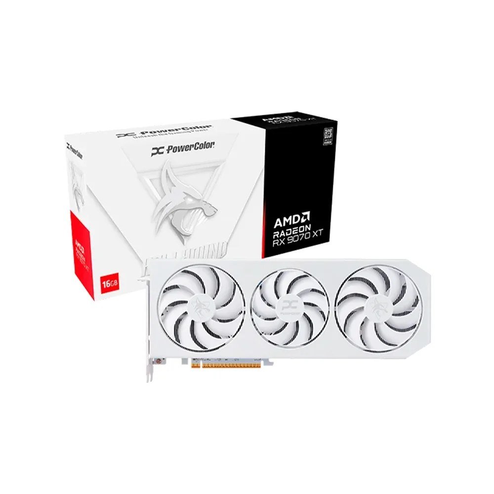 Placa de Vídeo PowerColor Hellhound Spectral White AMD Radeon RX 9070 XT 16GB GDDR6