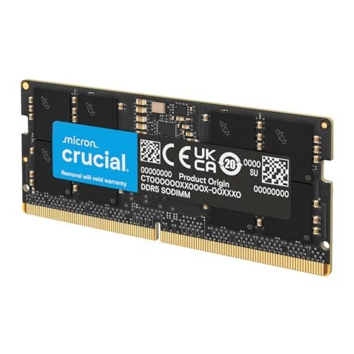 Crucial Kit de memória RAM DDR5 de 64 GB, 5600 MHz (ou 5200 MHz ou 4800 MHz), SODIMM 262 pinos, compatível com Intel Core de 13ª geração e AMD Ryzen 6000 - CT2K32G56C46S5