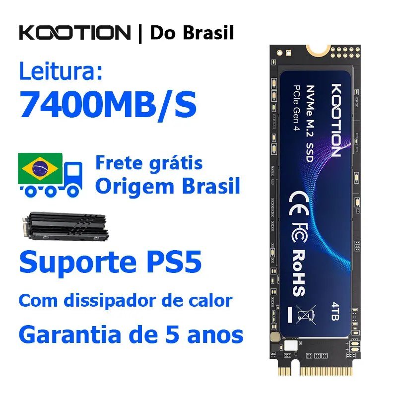 4TB SSD Nvme KOOTION M2 4TB 2TB 7400MB/s SSD PCIe4.0x4 Gen4 M.2