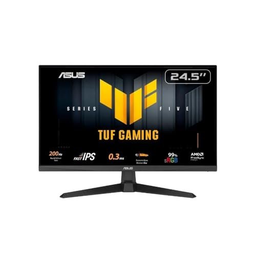 Monitor Gamer Asus Tuf 25", Full Hd, 200hz, 0.3ms, Ips, Freesync Premium, Som Integrado, Preto Vg259q5a