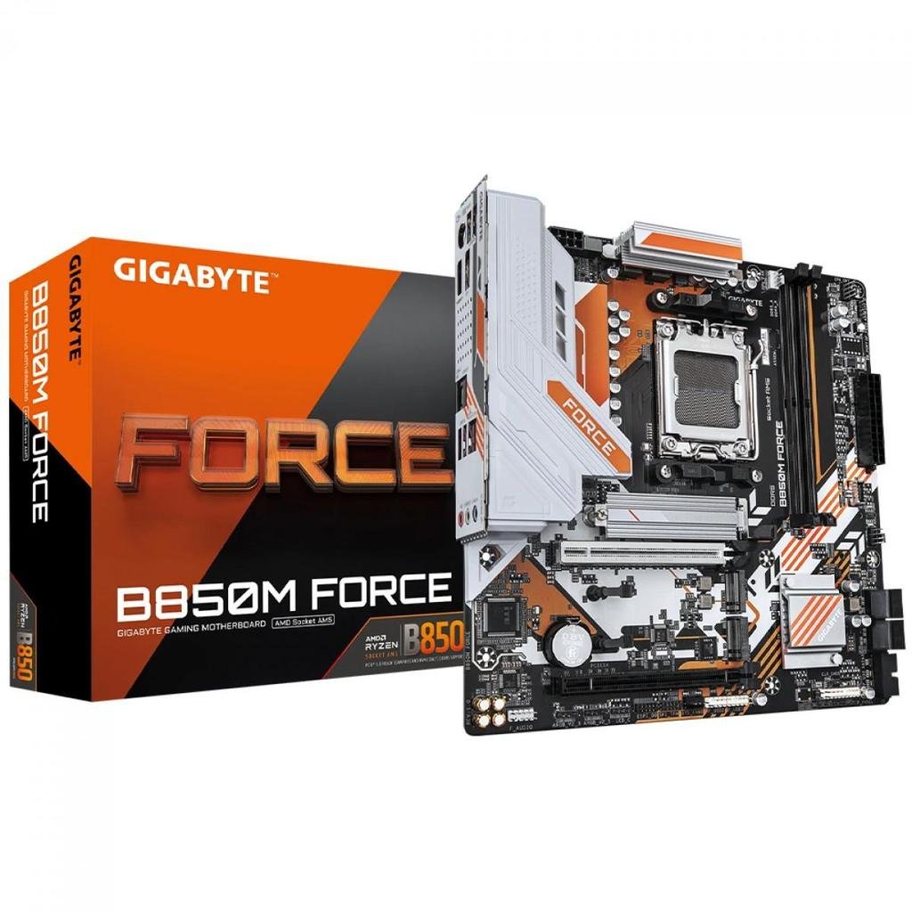 Placa Mãe Gigabyte B850M FORCE, Chipset B850, AMD AM5, mATX, DDR5