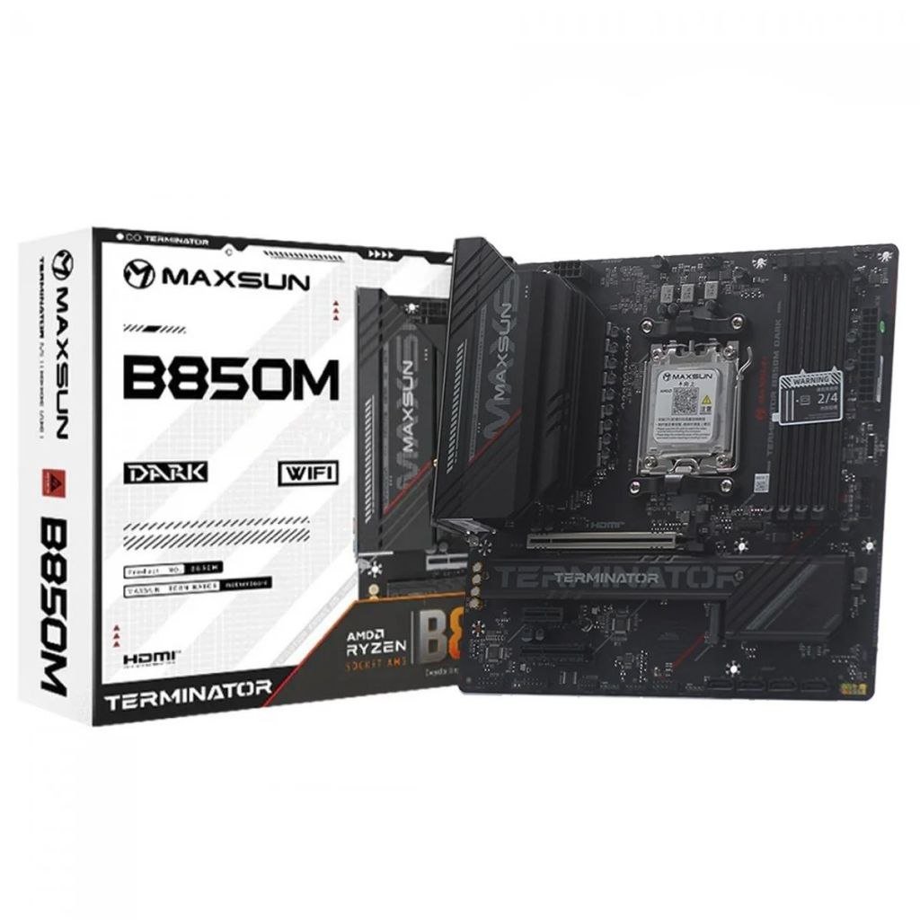 Placa Mãe Maxsun Terminator B850M Dark WiFi, Chipset B850, AMD AM5, DDR5