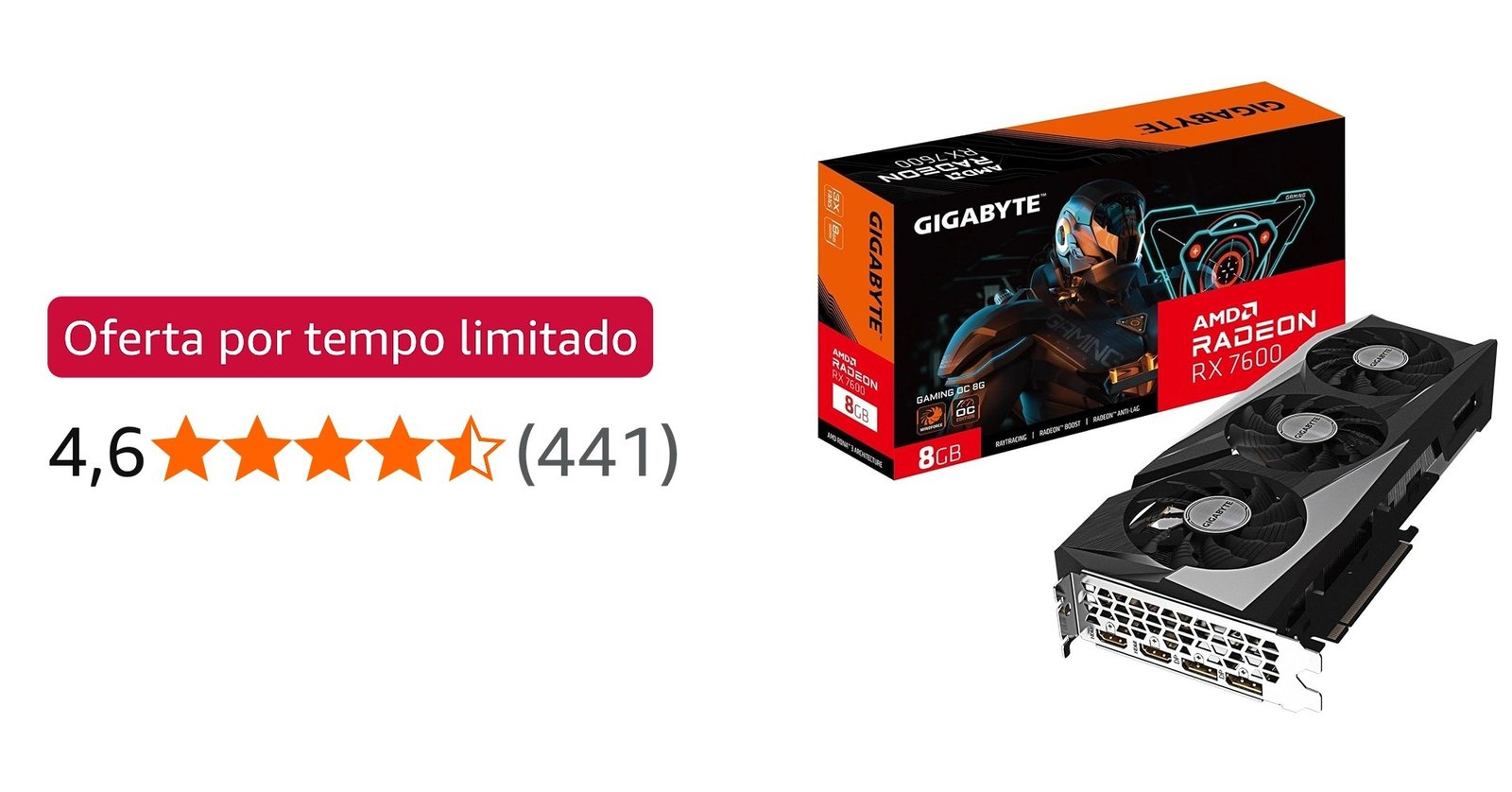 Placa de Video Gigabyte RX 7600 Gaming OC, 8gb, GDDR6 - GV-R76GAMING-OC-8GD