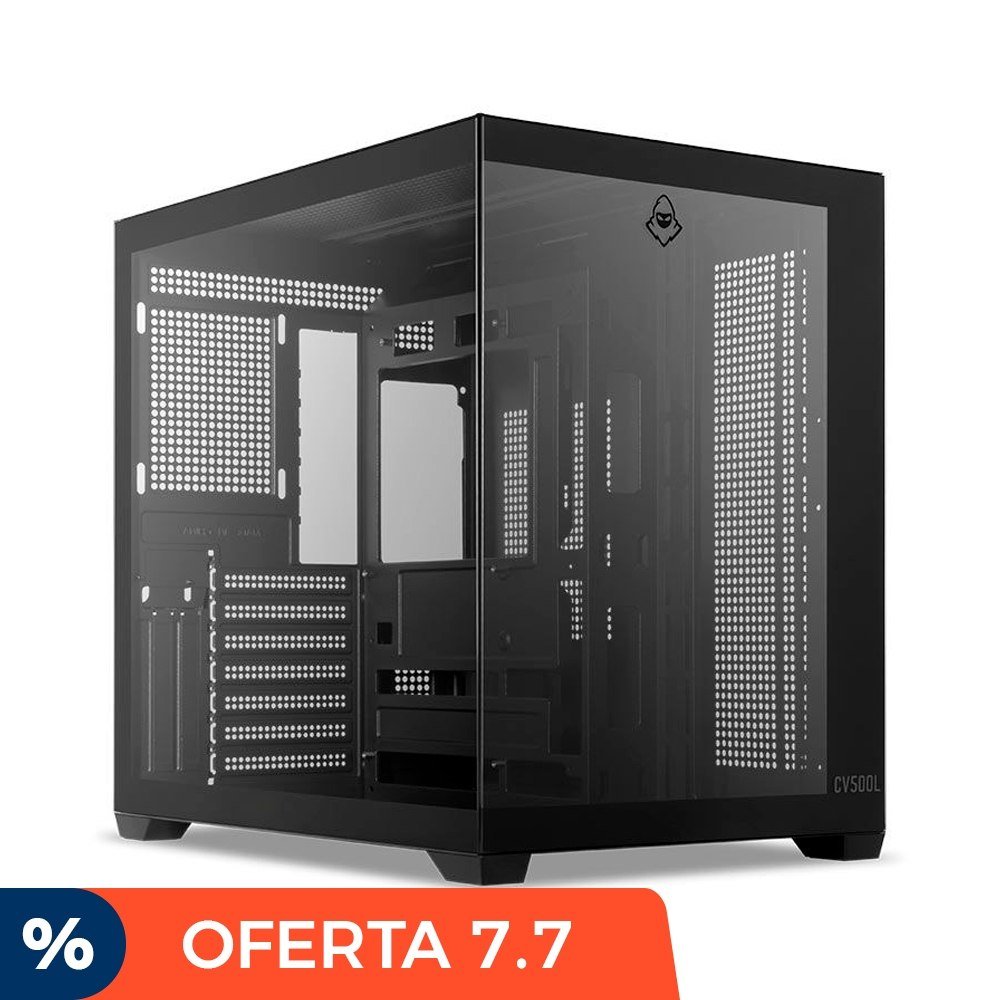 Gabinete Gamer Aquário Mancer CV500L, Mid Tower, Lateral De Vidro, Preto