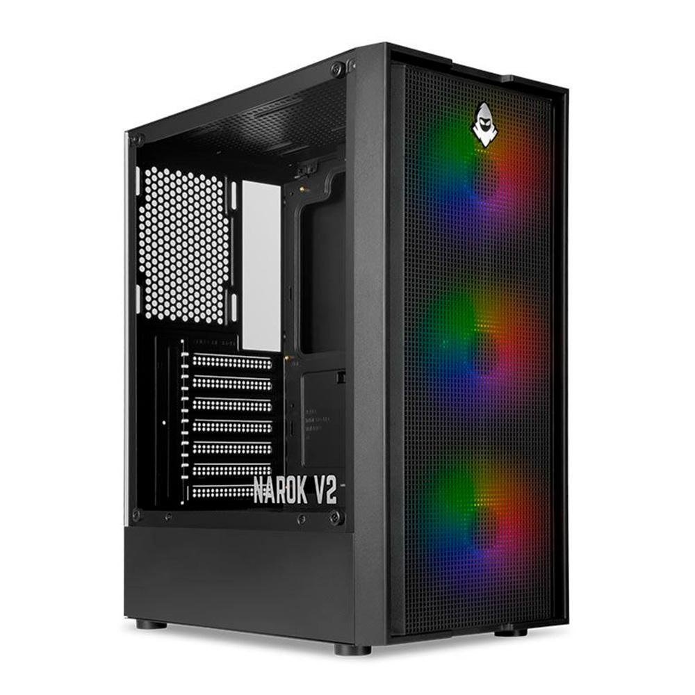 Gabinete Gamer Mancer Narok V2, Rainbow, Mid-Tower, Lateral de Vidro, Com 3 Fans