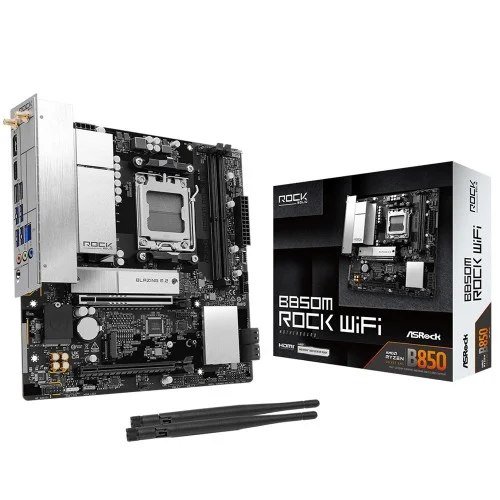 😱 Placa Mãe ASRock B850M Rock WiFi, Chipset B850, AMD AM5, mATX, DDR5