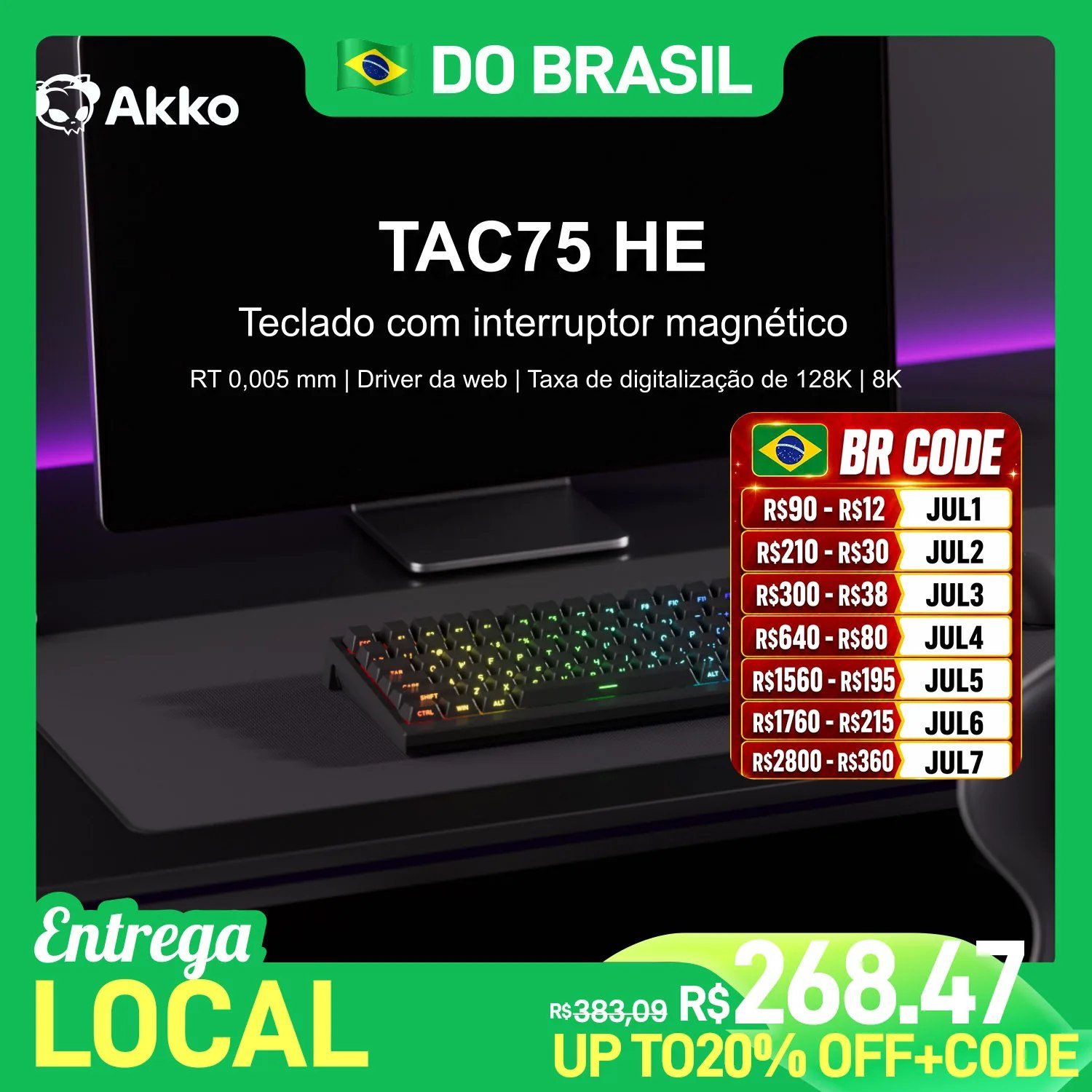 😱 Teclado Magnético AKKO TAC75 HE Brasil