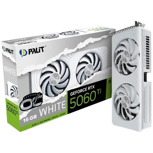 😱 Placa de Vídeo Palit NVIDIA GeForce RTX 5060 Ti White OC, 16GB, GDDR7, DLSS, Ray Tracing
