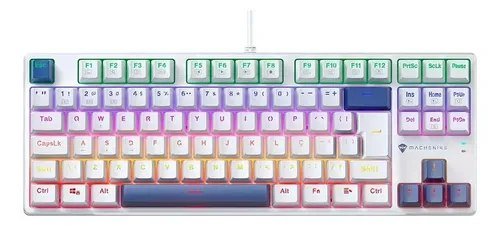 😱 Teclado Gamer Machenike K500b-b87 Switch Red, Branco E Azul Inglês Us