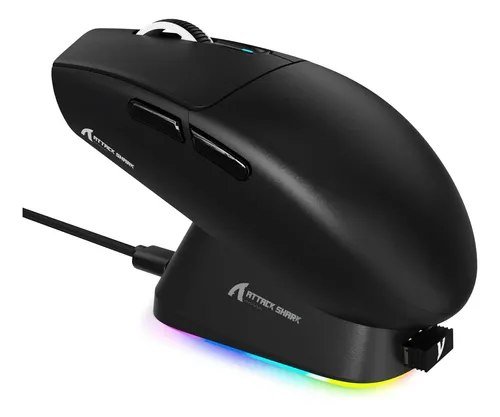😱 Mouse Gamer Attack Shark G3pro Sem Fio 25000 Dpi Dock Rgb Preto