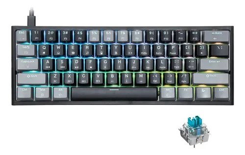 😱 Teclado Mecânico Gamer 60% Com Hotswap Rgb E Usb-c Para Jogos E Trabalho Layout Us Preto E Cinza Inglês Us