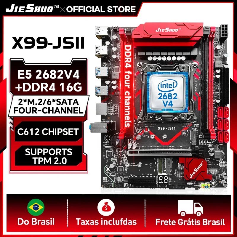 😱 Placa mãe Jieshuo x99 Js11, Chipset C612, Quad Channel, Secure Boot e suporte ao TPM 2.0