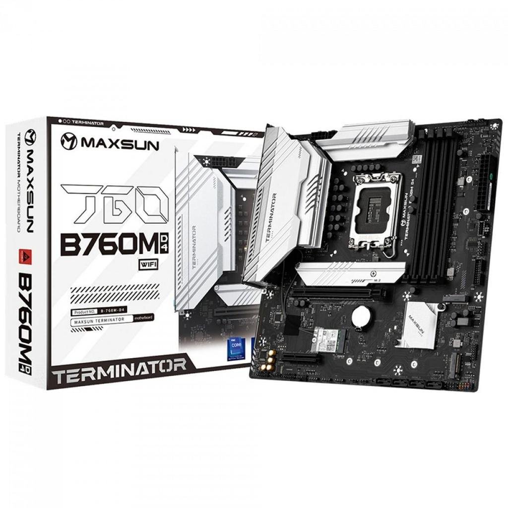 😱 Placa Mãe Maxsun Terminator B760M D4 WiFi V2, Chipset B760, Intel LGA 1700, mATX, DDR4