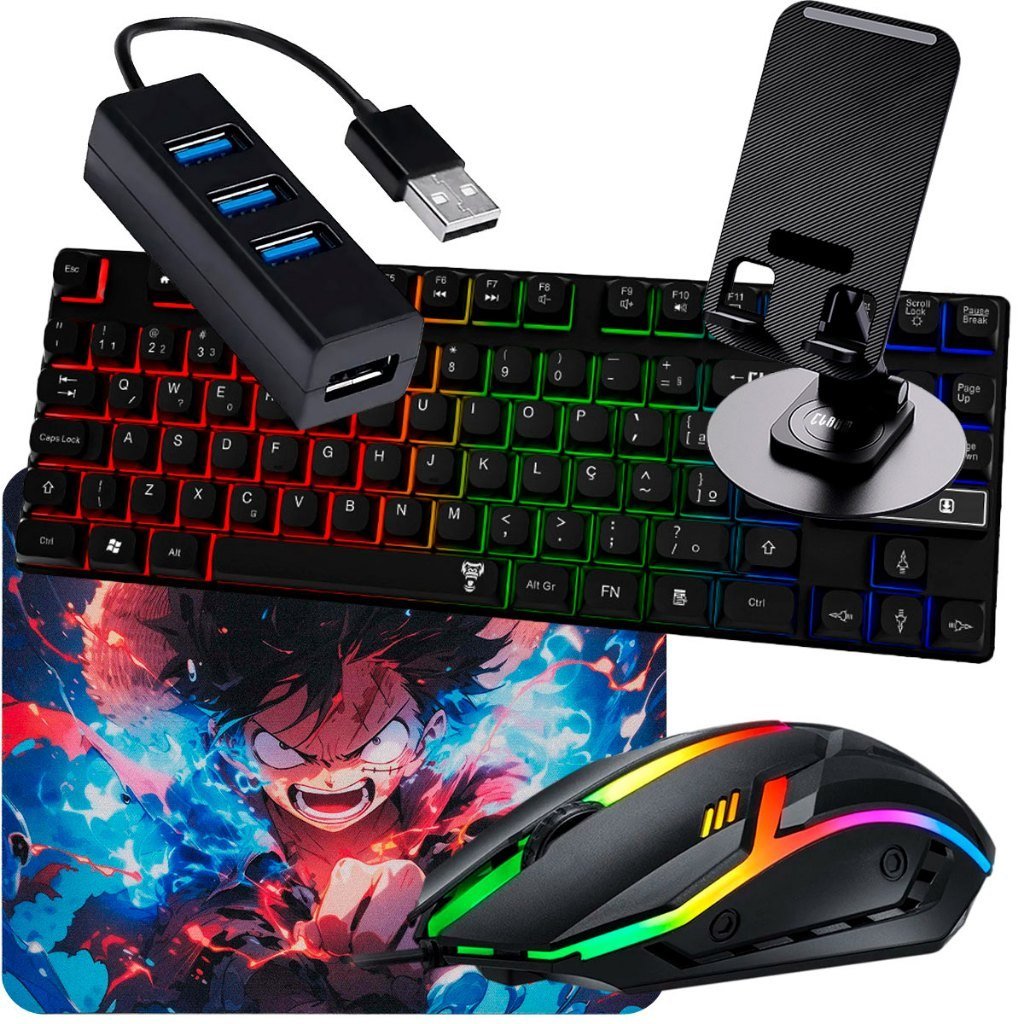 😱 Kit Gamer Celular com Teclado RGB, Mouse, Tripé e Hub | Tipo C ou V8