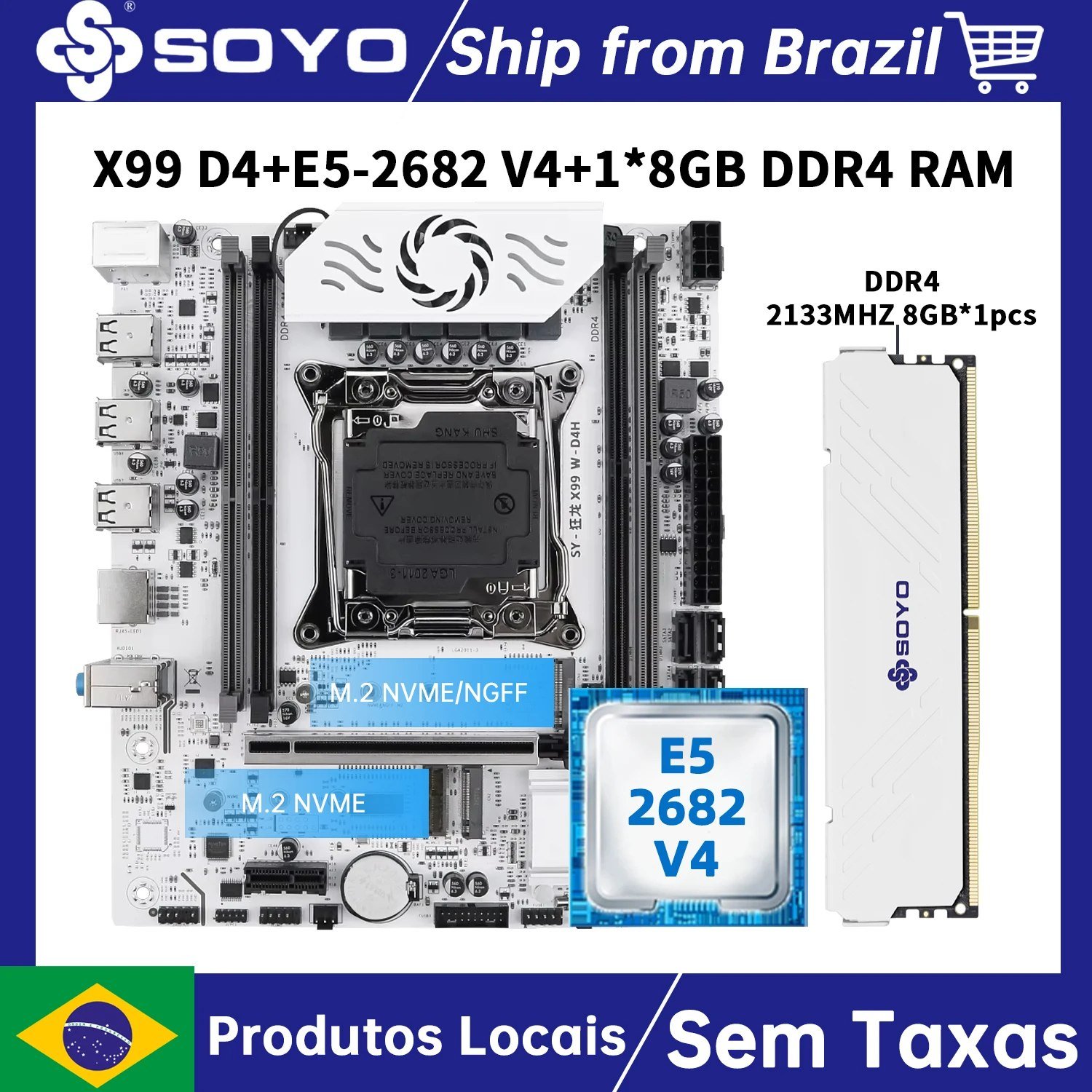 😱 Kit Xeon Soyo KL X99W-D4H + Xeon 2682 V4 16/32 + 8GB DDR4 2133mhz