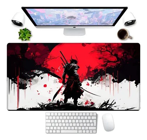 😱 Mouse Pad Samurai 90x40cm Chinês Vermelho Premium Grande Samurai Vermelho 90x40