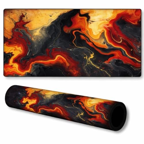 😱 Mousepad Grande 70x35 cm Profissional Speed Antiderrapante Base Emborrachada Confortável Macio Borda Costurada Premium (Abstrato Vermelho)